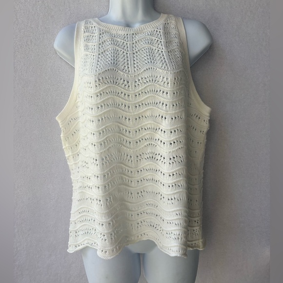 Sundance Living Ravina Sweater Shell Sleeveless Open Knit - Picture 2 of 6